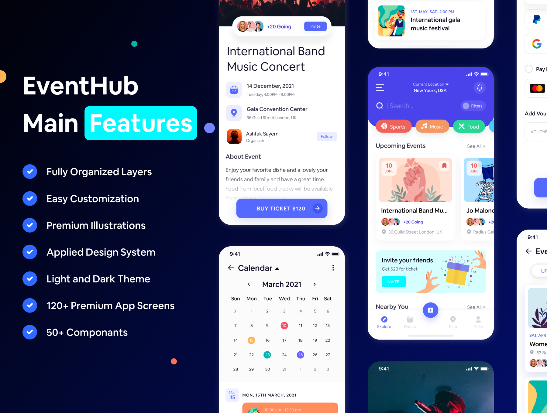 行程事件预订管理应用程序UI界面设计套件 EventHub UI kit_img_2