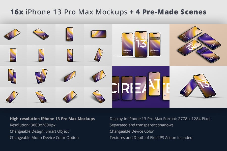 苹果iPhone13 Pro手机APP界面UI设计作品贴图PS样机素材展示模板 Phone 13 Pro Max Mockup_img_2