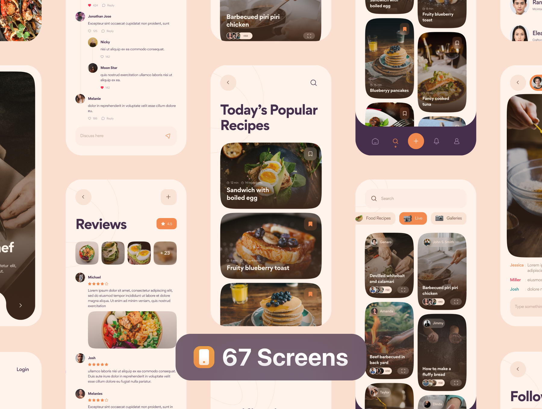 优雅食品食谱社交应用UI界面设计套件 Appétit - Food Recipes App UI Kit_img_2