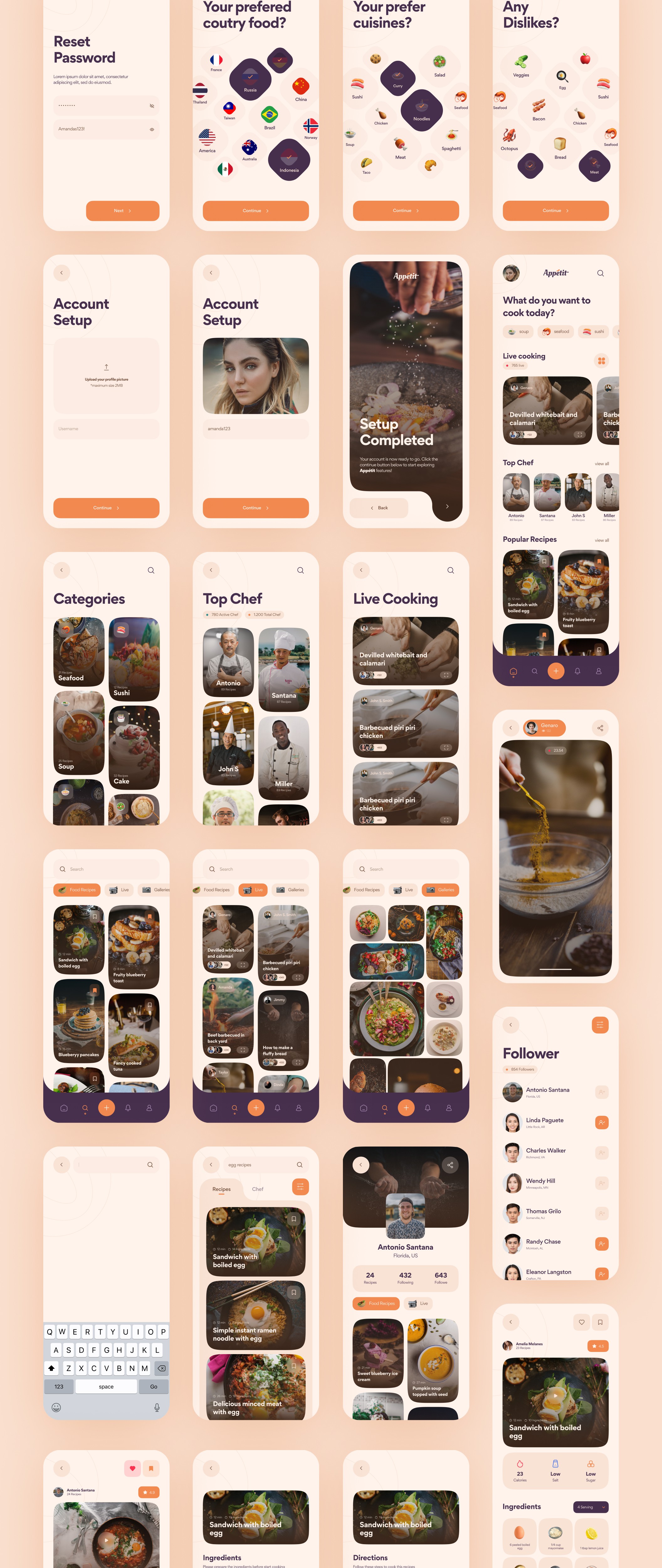 优雅食品食谱社交应用UI界面设计套件 Appétit - Food Recipes App UI Kit_img_2