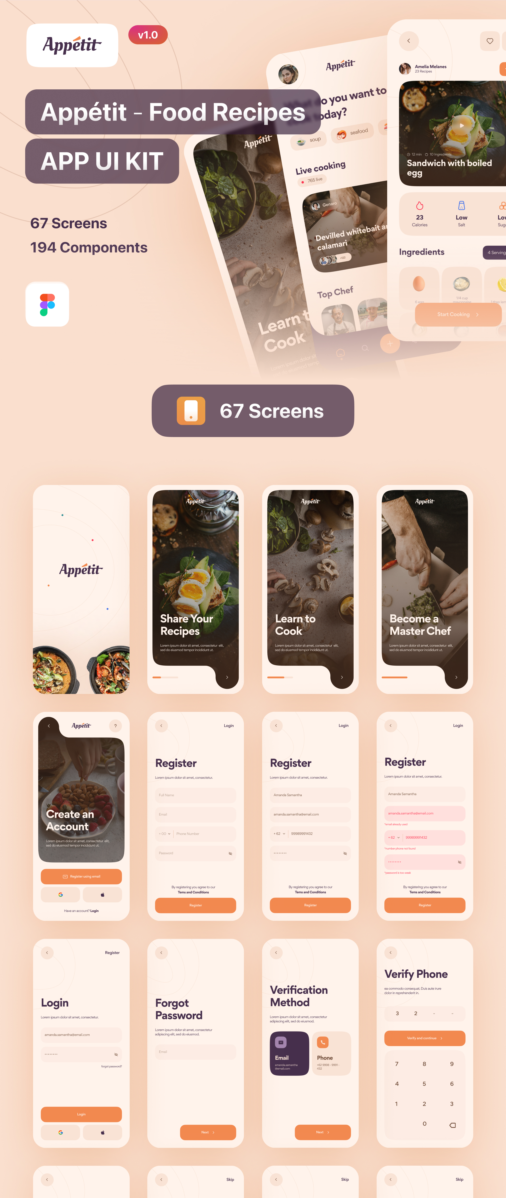 优雅食品食谱社交应用UI界面设计套件 Appétit - Food Recipes App UI Kit_img_2