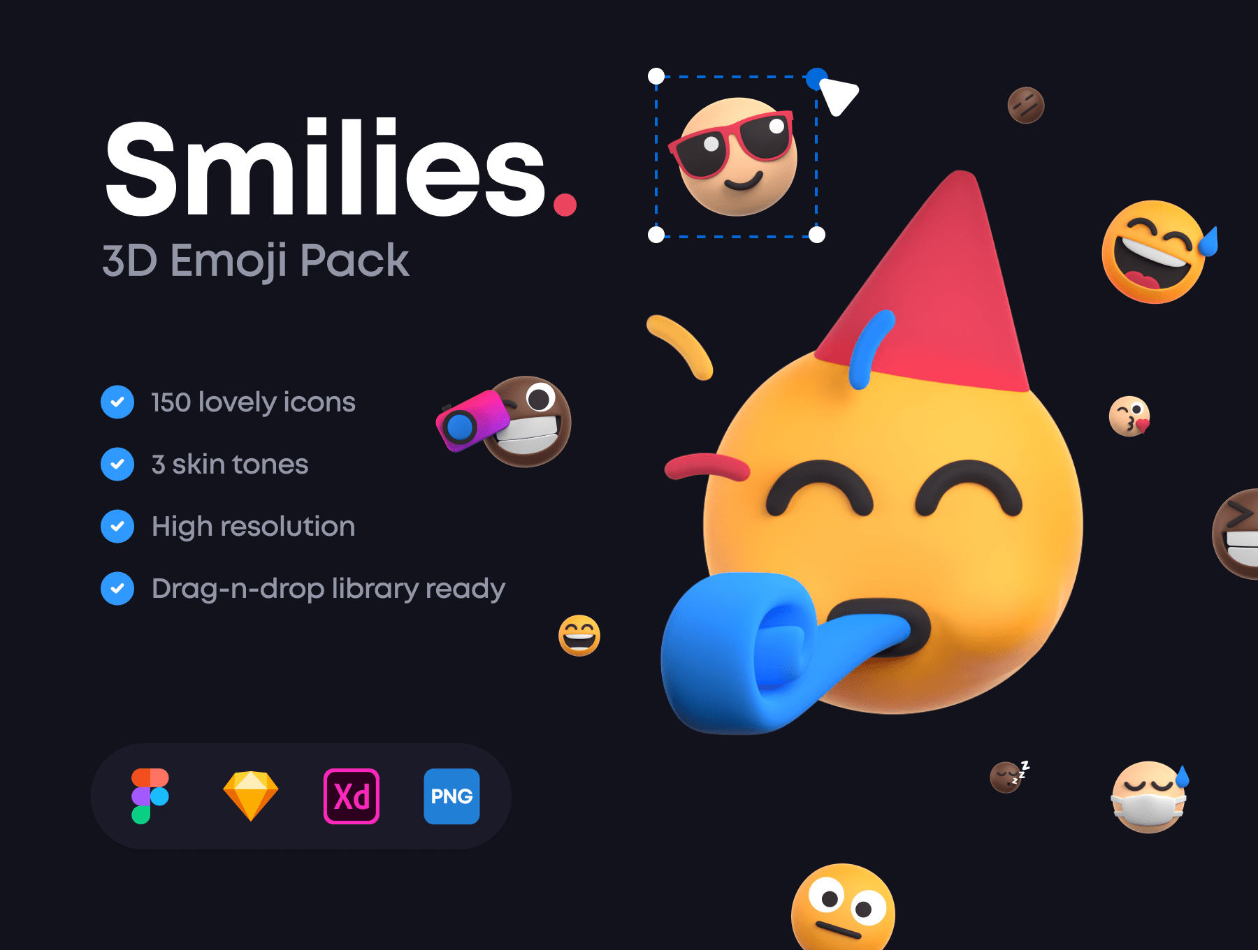 时尚趣味潮流创意3D卡通emoji笑脸表情包png免抠icon图标设计素材 Smilies 3D Emoji Pack_img_2