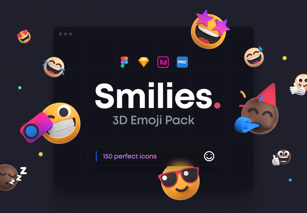 时尚趣味潮流创意3D卡通emoji笑脸表情包png免抠icon图标设计素材 Smilies 3D Emoji Pack_img_2