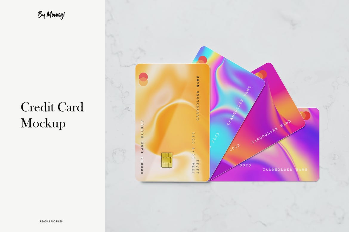 8个高品质银行信用卡卡片设计展示贴图样机模板 Credit Card Mockup_img_2