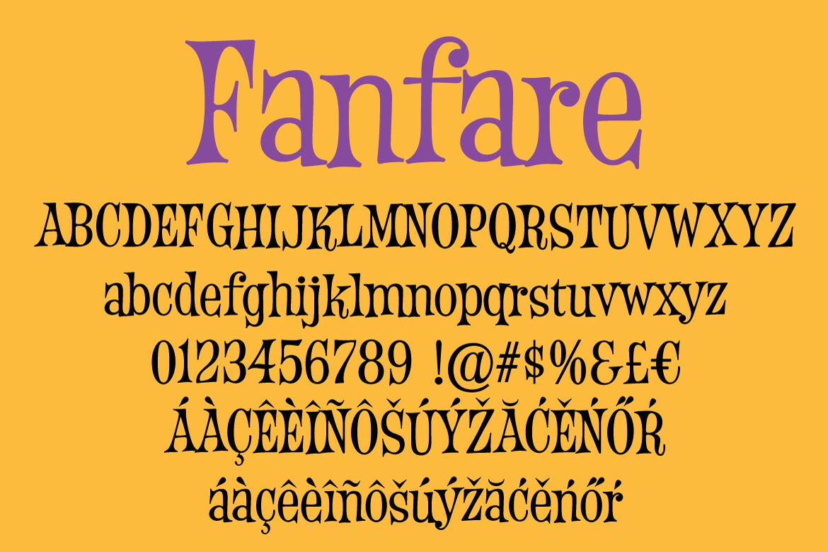 复古卡通杂志海报徽标logo设计衬线英文字体 Fanfare_img_2