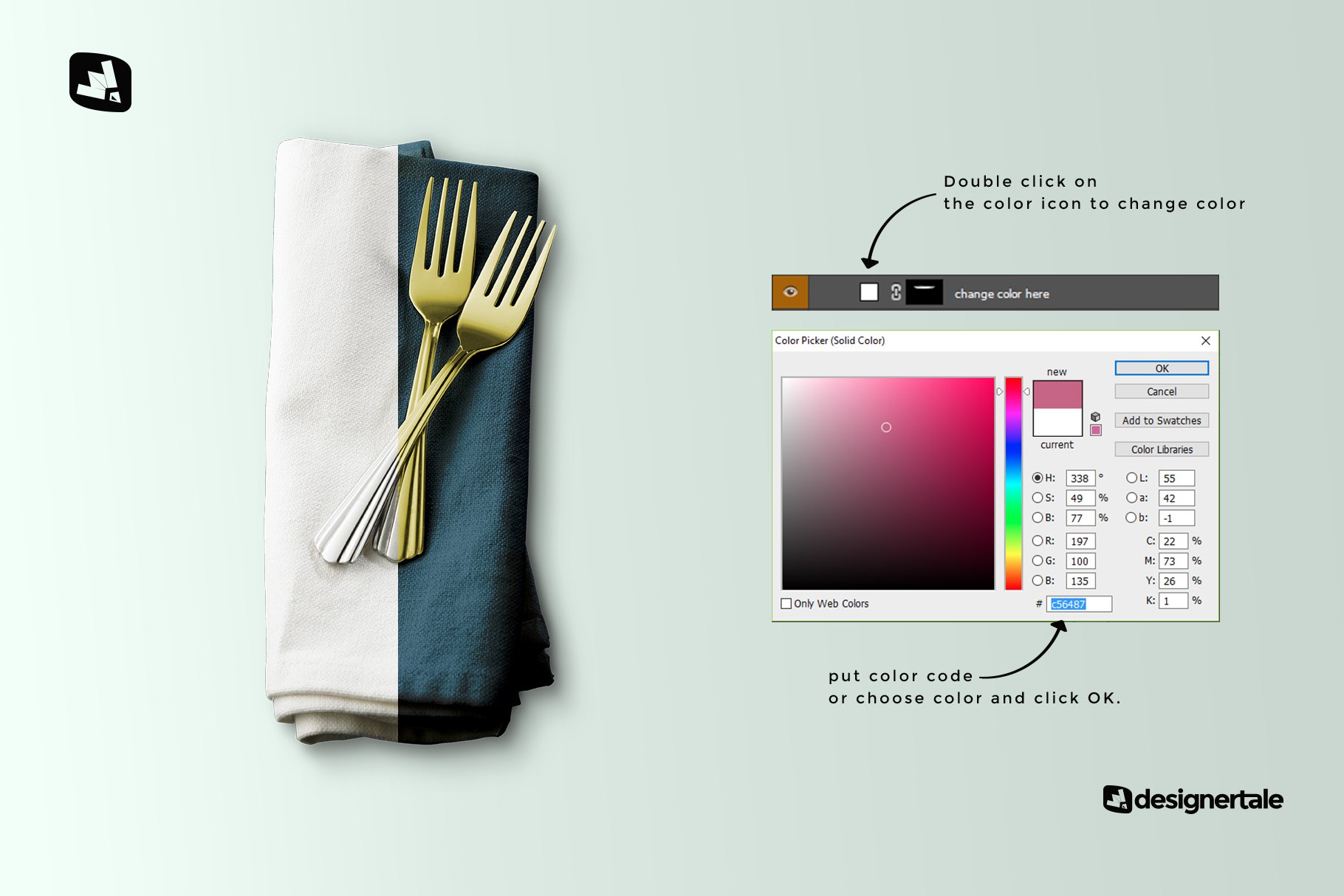 带餐具餐巾布设计展示贴图样机模板 Dinner Napkin With Cutlery Mockup_img_2