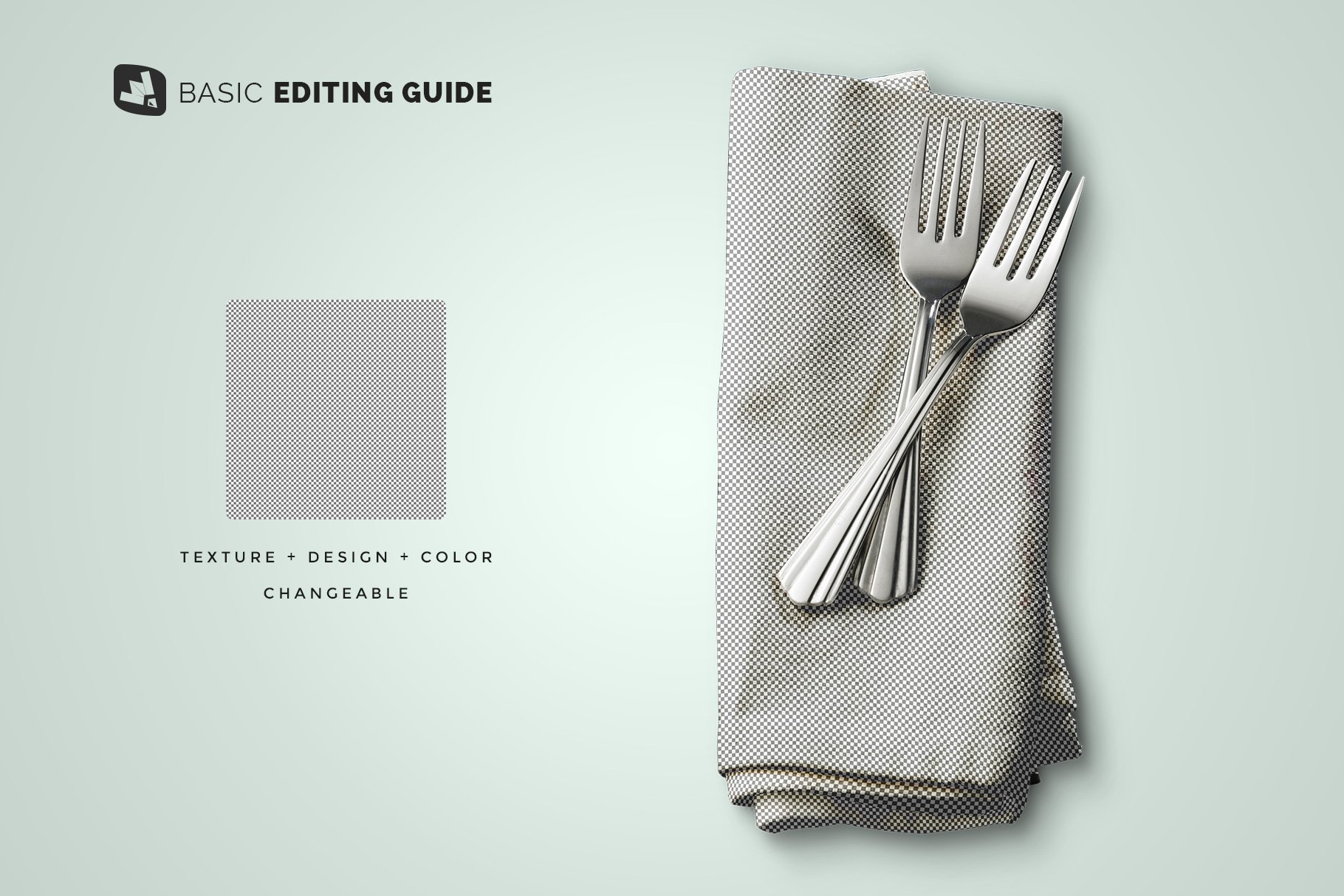 带餐具餐巾布设计展示贴图样机模板 Dinner Napkin With Cutlery Mockup_img_2