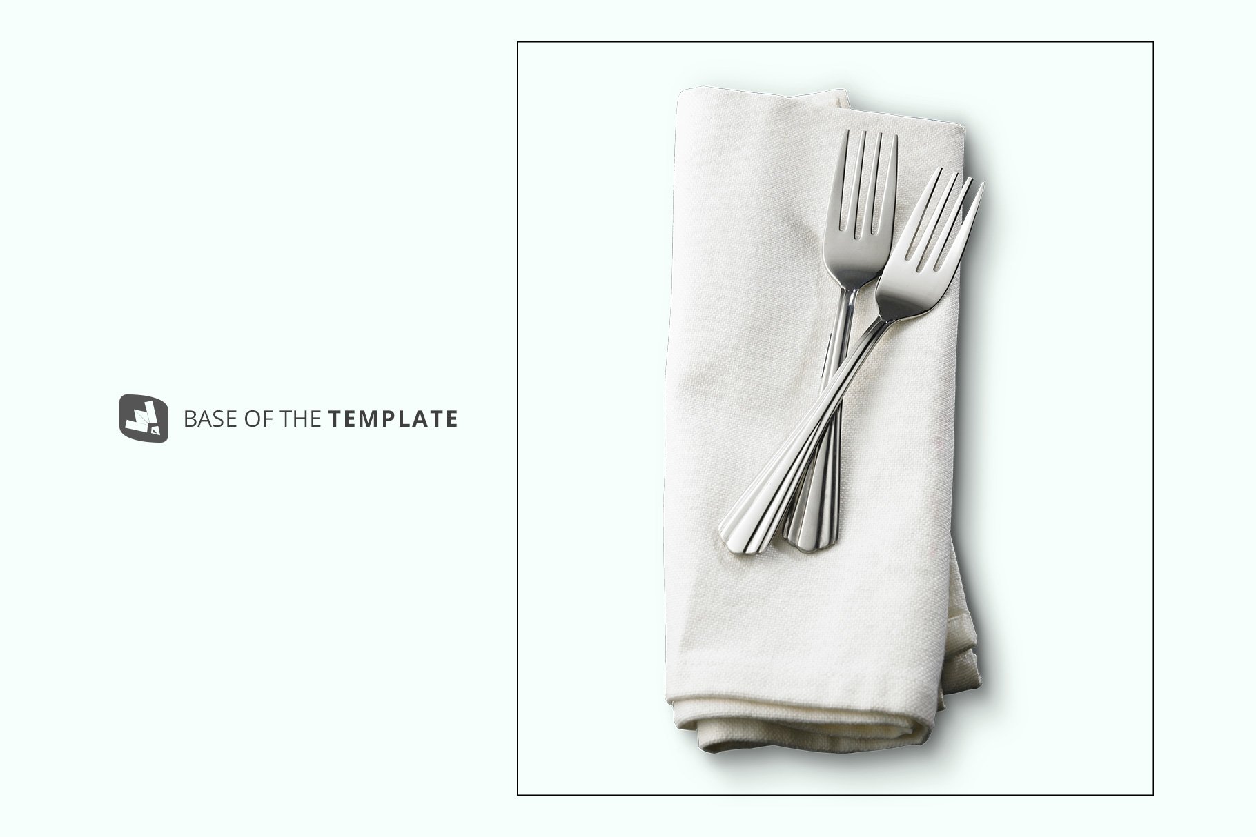 带餐具餐巾布设计展示贴图样机模板 Dinner Napkin With Cutlery Mockup_img_2