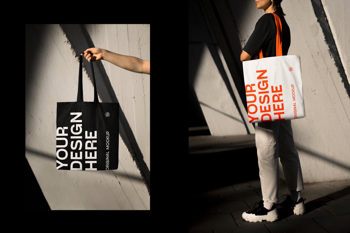 城市街头无纺布手提袋设计展示样机模板 Urban Tote Bag Mockups_img_2