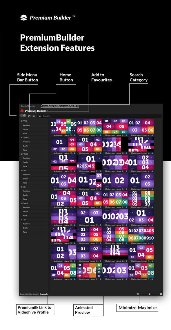 AE模板脚本 500+炫酷图片视频分屏出入动画预设 Multi Screen Layouts Pack for Premiere Pro_img_2