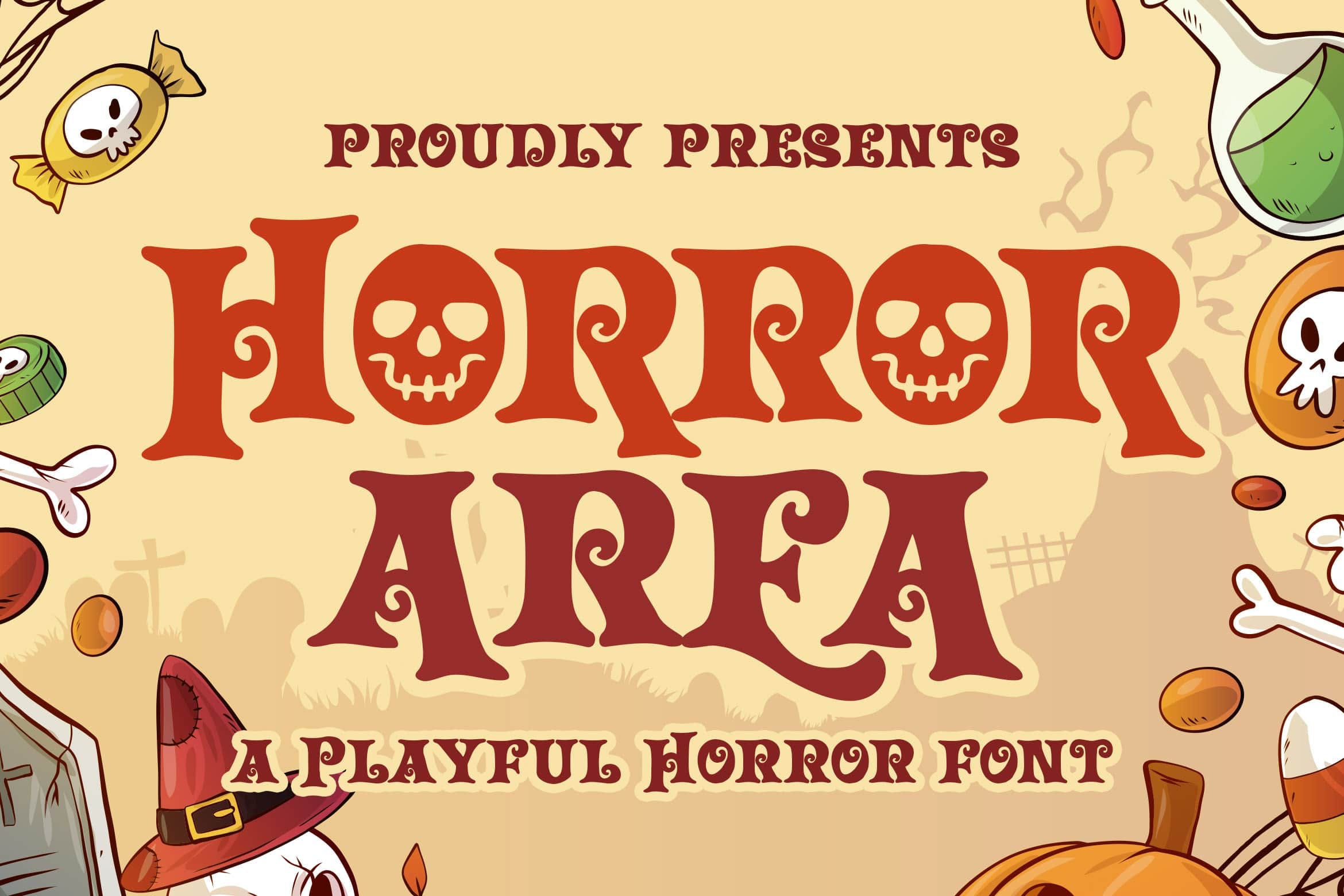 时尚卡通海报标识包装设计衬线英文字体 Horror Area a Plaful Horror Font_img_2