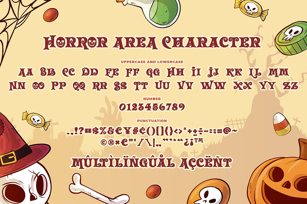 时尚卡通海报标识包装设计衬线英文字体 Horror Area a Plaful Horror Font_img_2