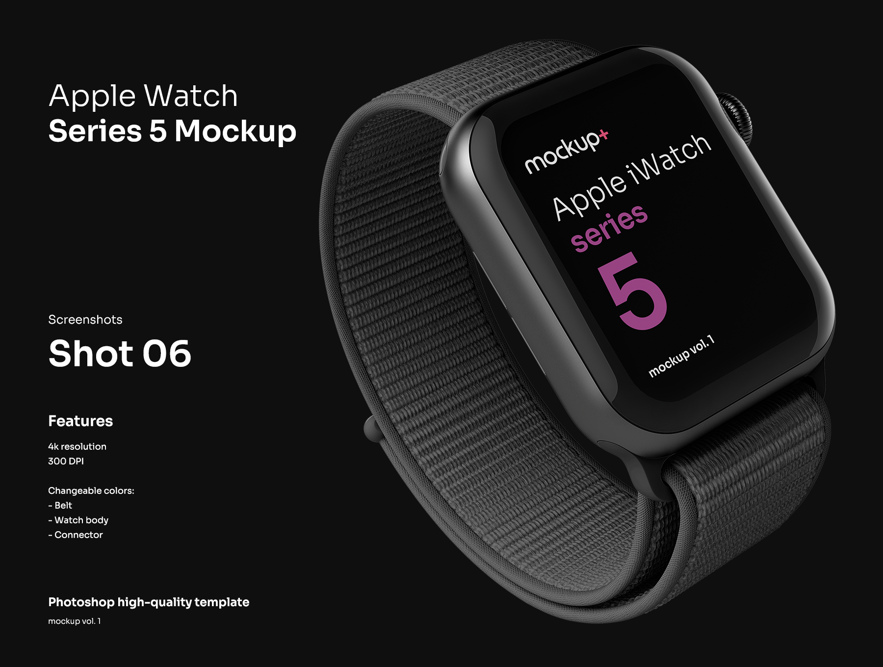 时尚APP界面设计苹果手表Apple Watch 5贴图样机模板素材 Apple Watch Series 5 Mockup_img_2