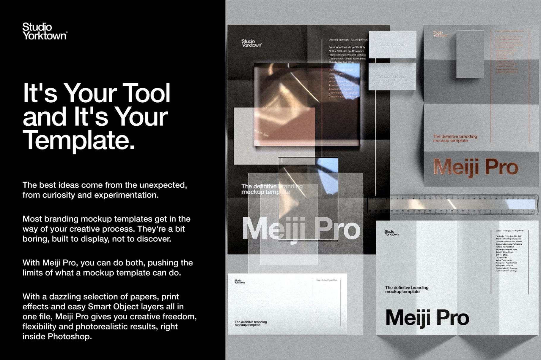 Meiji Pro 多规格特殊印刷效果品牌VI设计展示Ps素材 Meiji Pro Branding Mockup Template_img_2