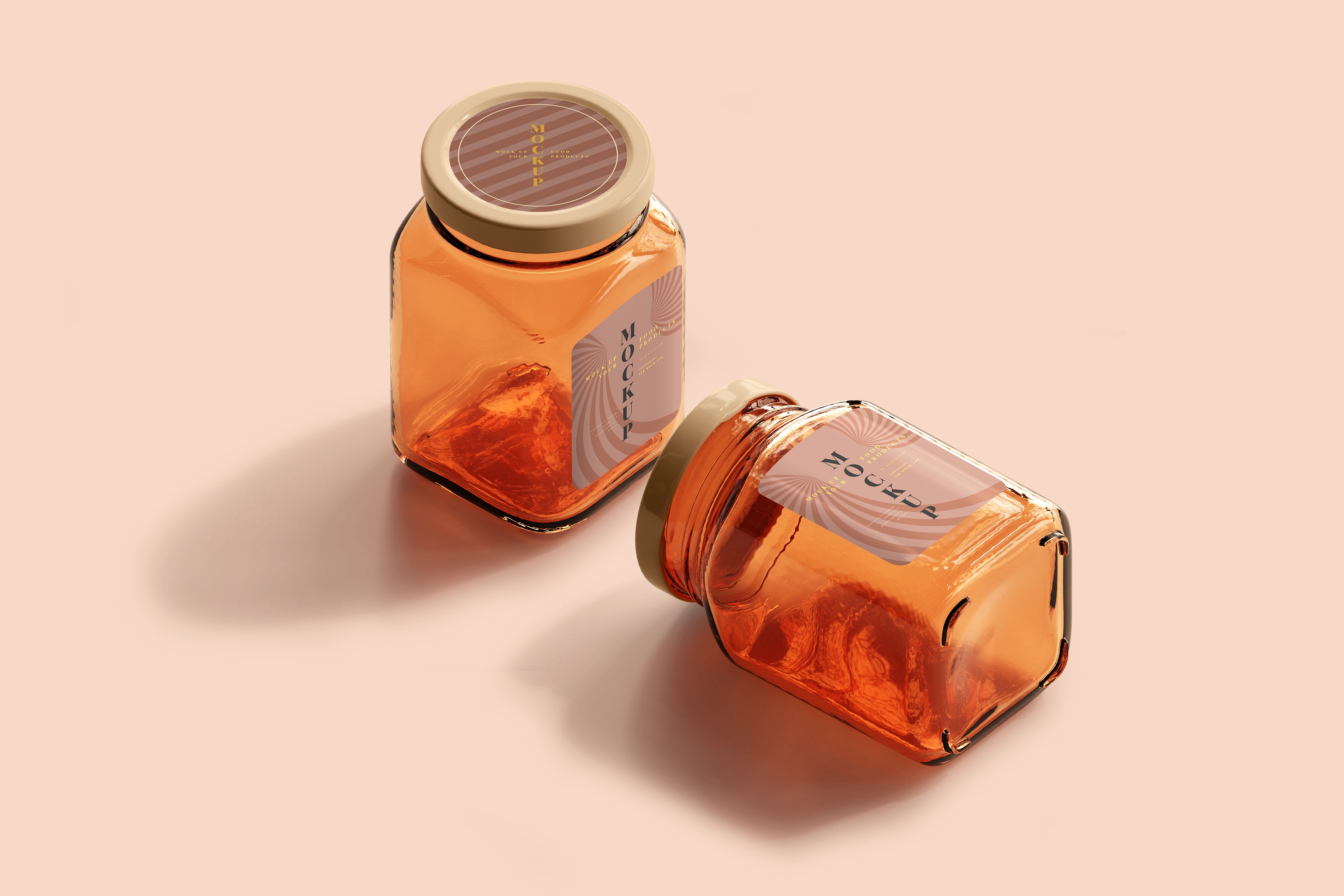 210款多规格透明玻璃密封罐设计展示Ps贴图样机素材 Amber Jars Mockup Collection_img_2