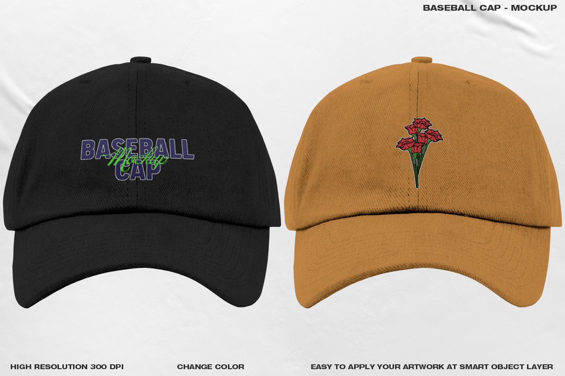 潮流棒球帽印花设计展示贴图样机模板 Baseball Cap - Mockup_img_2