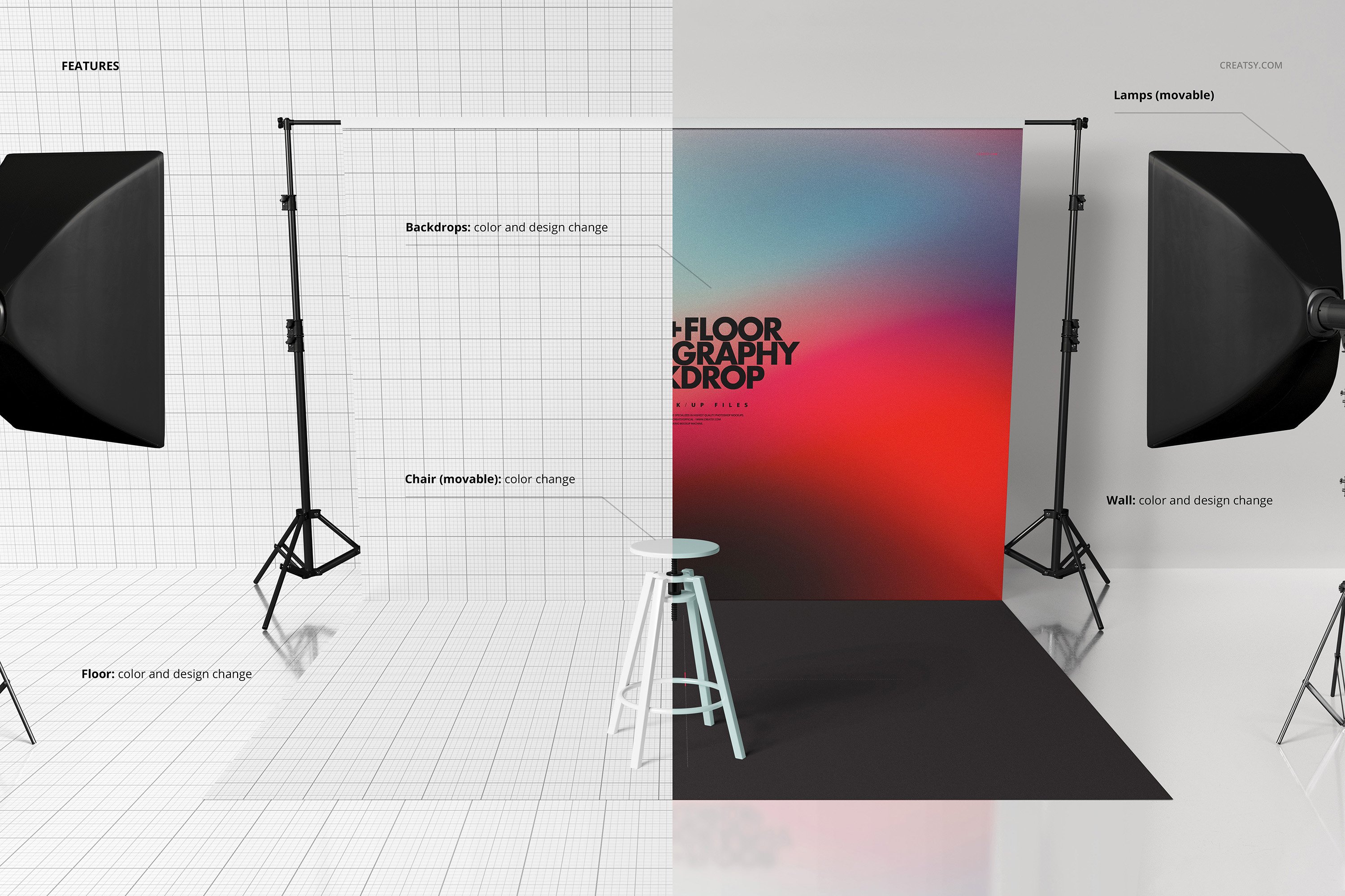 室内摄影背景场景模拟样机模板素材合集 Photography Backdrop Mockup Set_img_2