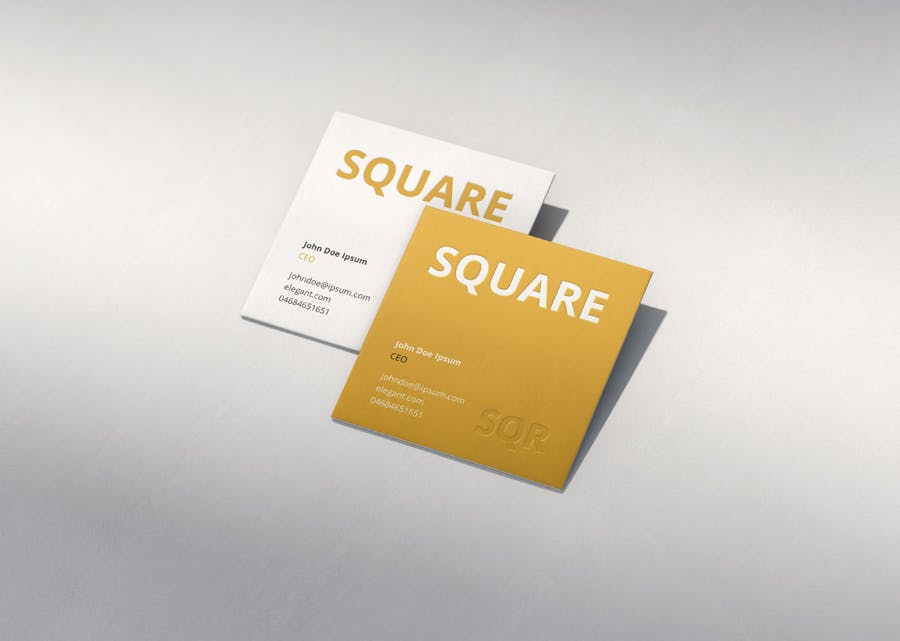 时尚品牌Logo设计方形名片卡片设计展示样机模板 Business Card Mockup Scenes Square_img_2