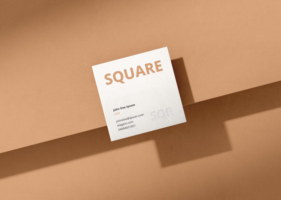 时尚品牌Logo设计方形名片卡片设计展示样机模板 Business Card Mockup Scenes Square_img_2