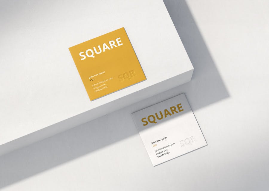 时尚品牌Logo设计方形名片卡片设计展示样机模板 Business Card Mockup Scenes Square_img_2