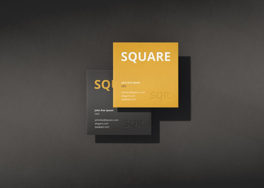 时尚品牌Logo设计方形名片卡片设计展示样机模板 Business Card Mockup Scenes Square_img_2