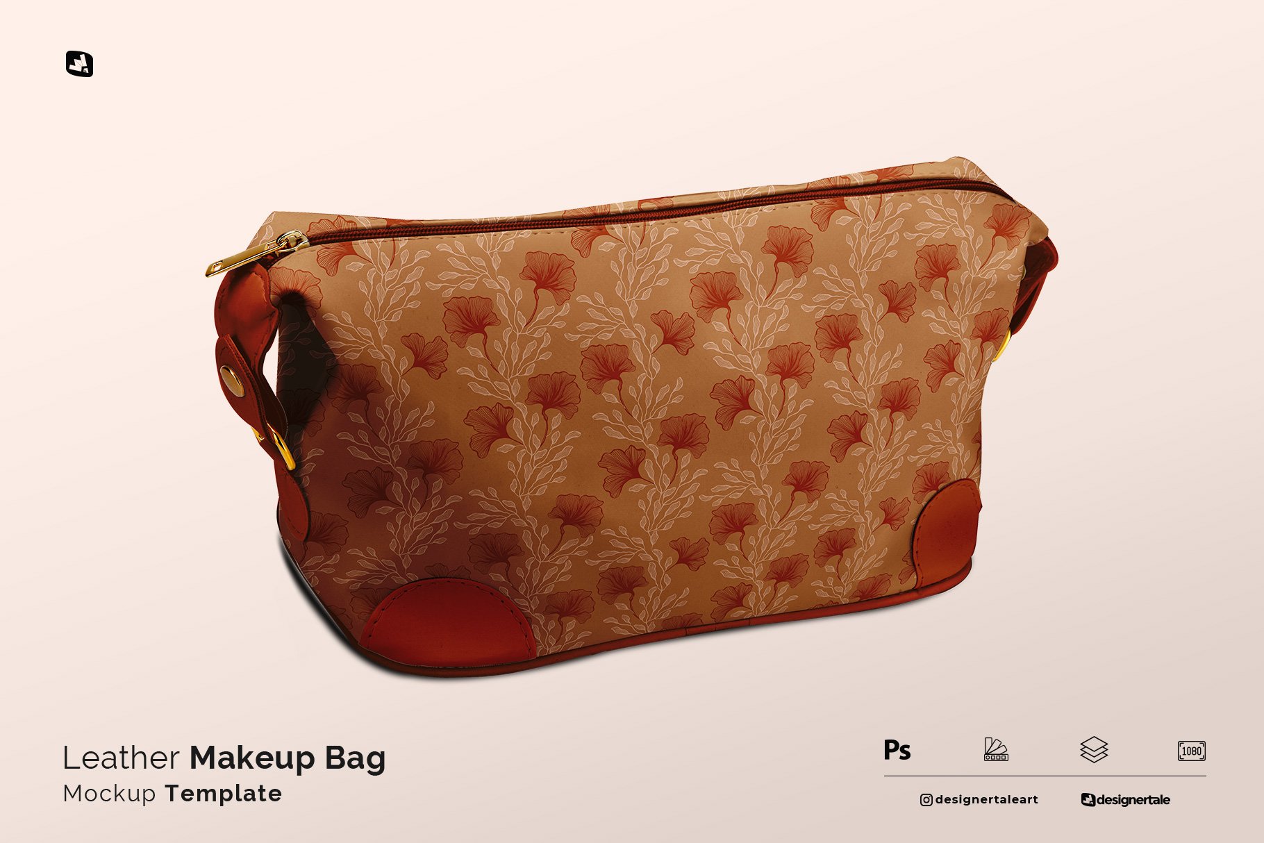 皮革化妆包设计展示样机模板 Leather Makeup Bag Mockup_img_2