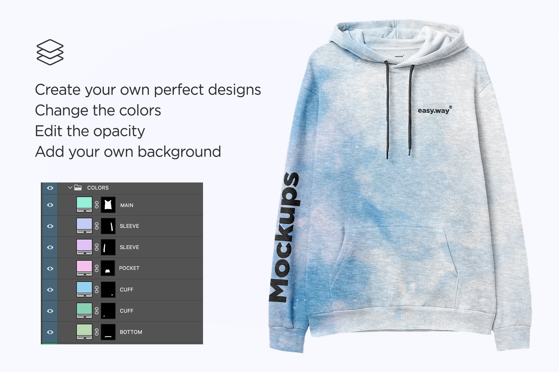 连衣帽卫衣设计前视图展示贴图样机PSD模板 Heather Hoodie Front View PSD Mockup_img_2