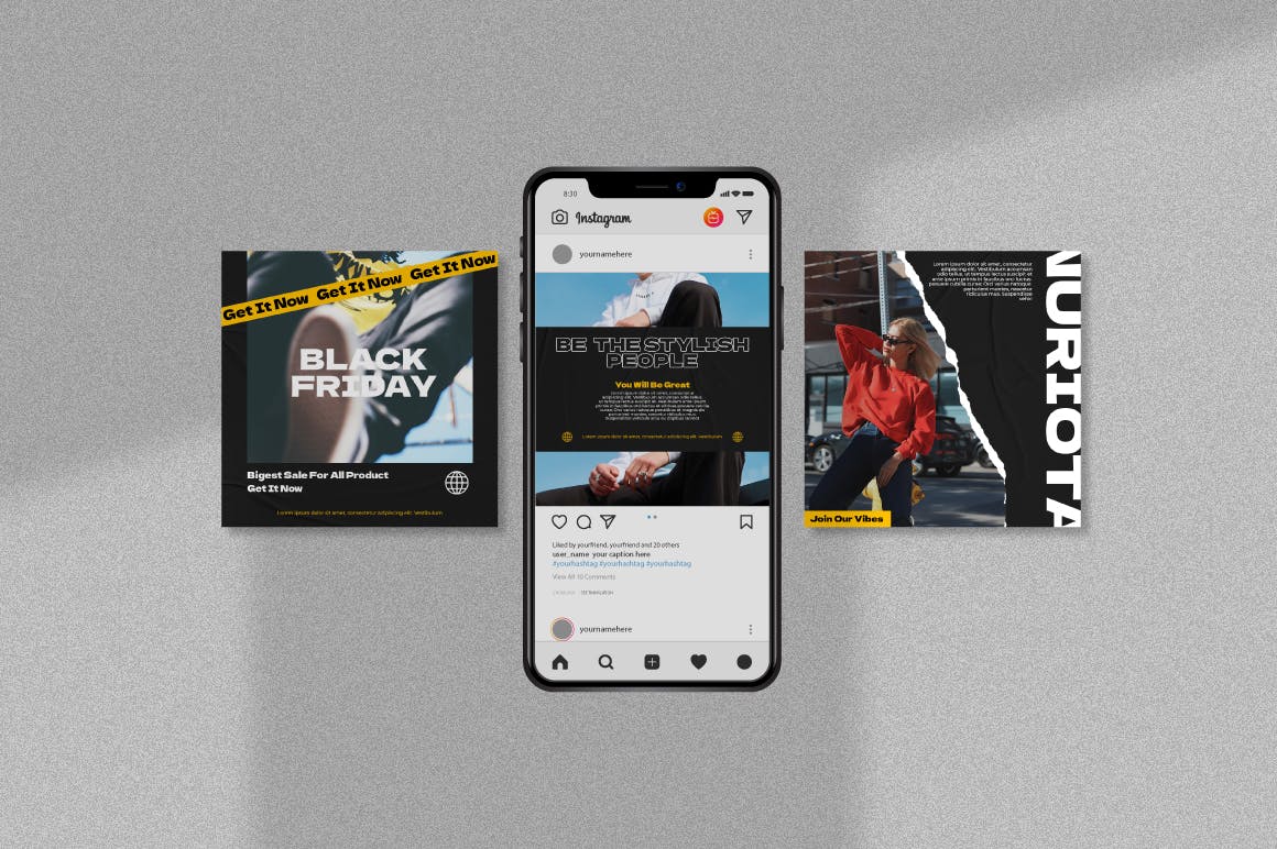 街头服装潮牌新媒体推广海报模板素材 Nuriota Instagram Template Vol.1_img_2