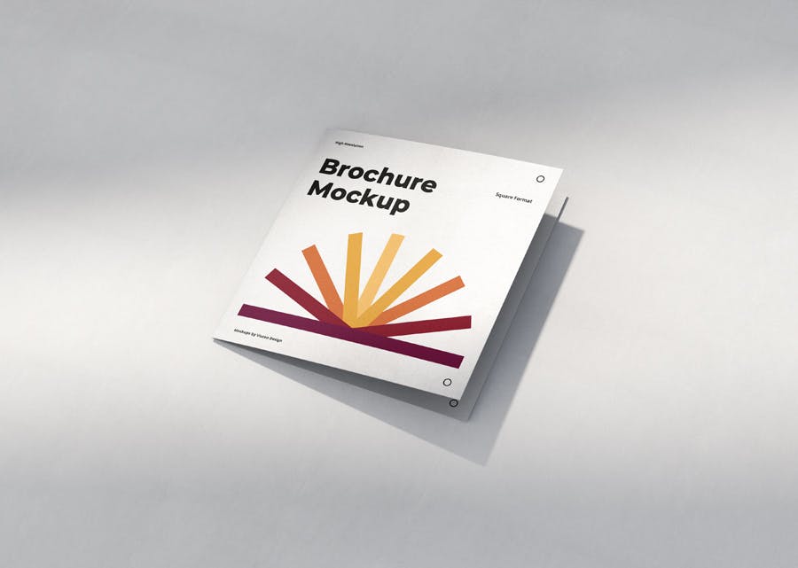 优雅正方形两折页小册子设计Ps贴图样机模板 Brochure Mockup Scenes Square Bi-Fold_img_2