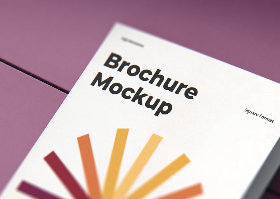 优雅正方形两折页小册子设计Ps贴图样机模板 Brochure Mockup Scenes Square Bi-Fold_img_2
