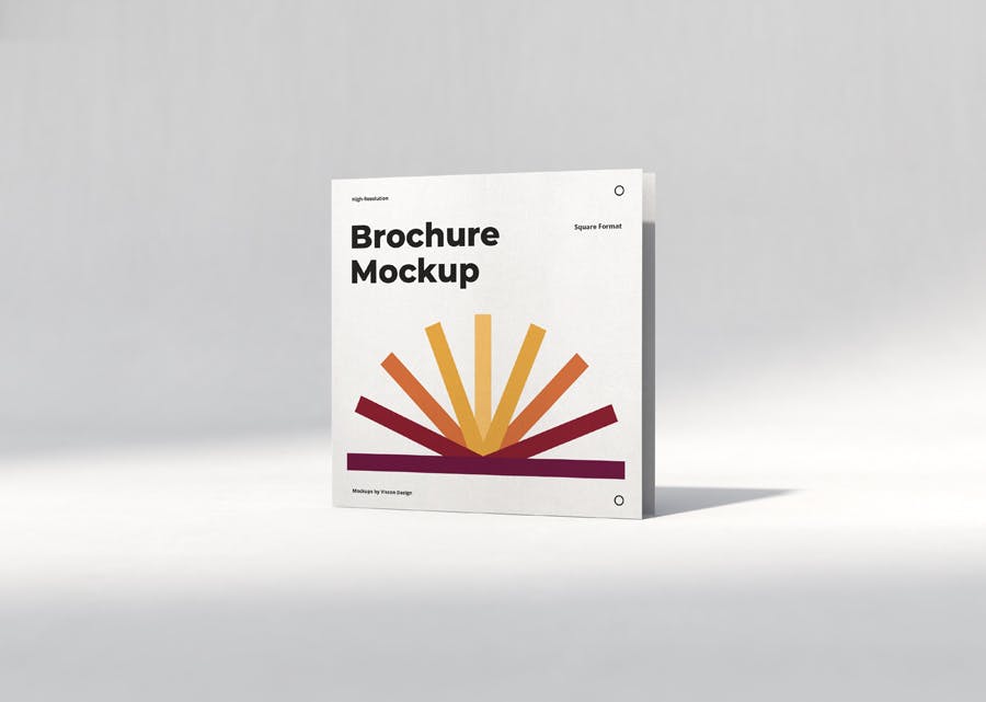 优雅正方形两折页小册子设计Ps贴图样机模板 Brochure Mockup Scenes Square Bi-Fold_img_2