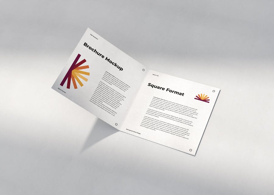 优雅正方形两折页小册子设计Ps贴图样机模板 Brochure Mockup Scenes Square Bi-Fold_img_2