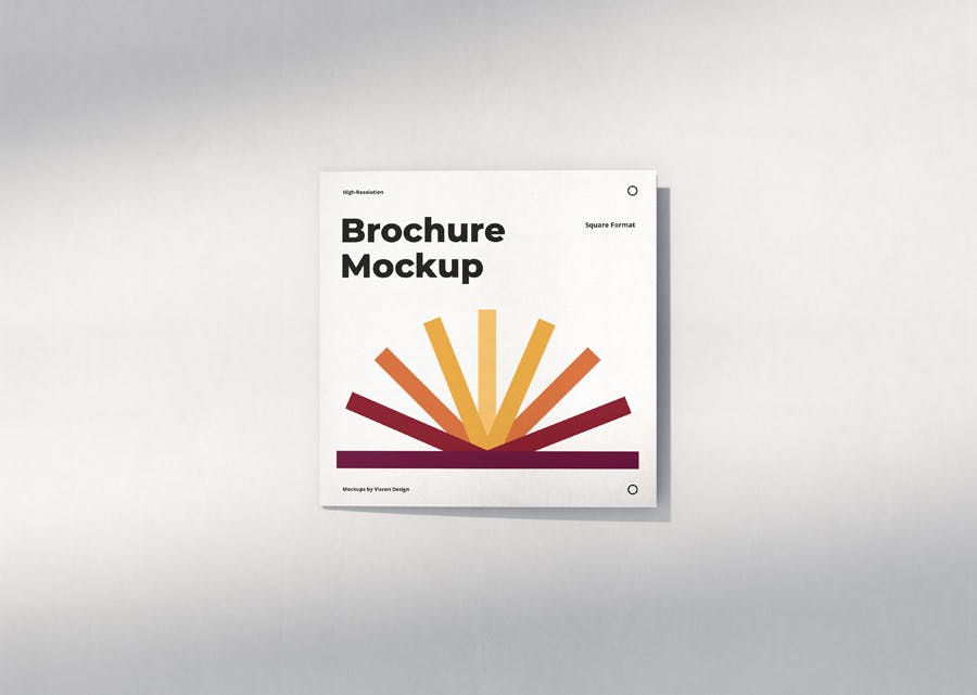 优雅正方形两折页小册子设计Ps贴图样机模板 Brochure Mockup Scenes Square Bi-Fold_img_2