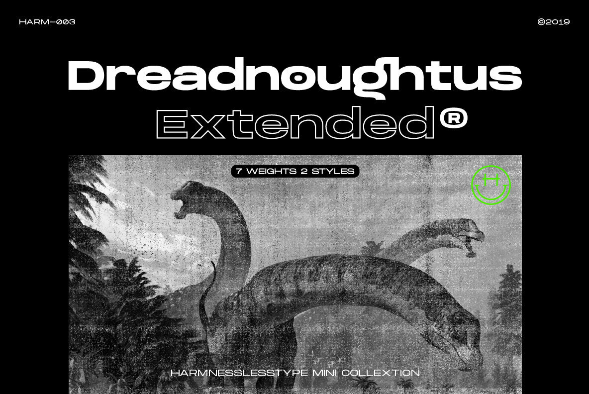 潮流现代极简粗体扩展无衬线英文排版字体设计素材 Dreadnoughtus Extended_img_2
