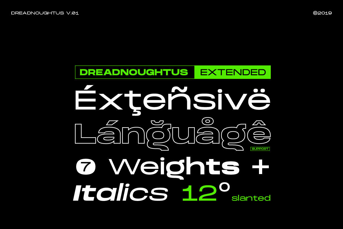 潮流现代极简粗体扩展无衬线英文排版字体设计素材 Dreadnoughtus Extended_img_2