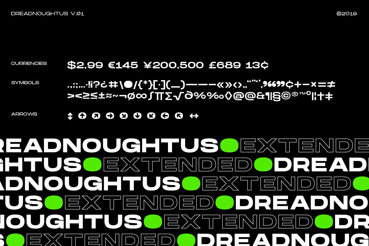 潮流现代极简粗体扩展无衬线英文排版字体设计素材 Dreadnoughtus Extended_img_2