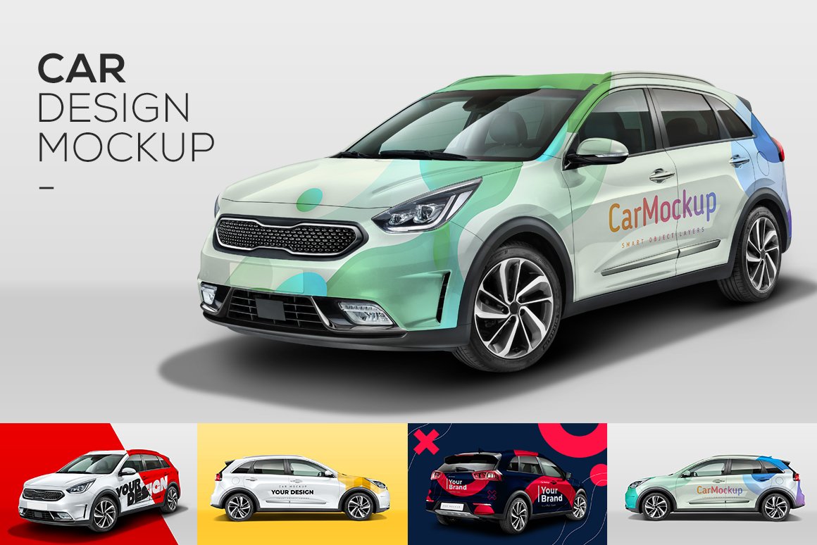 小汽车外观车身广告设计贴图样机PSD模板素材 Car Mockup Customizable PSD_img_1