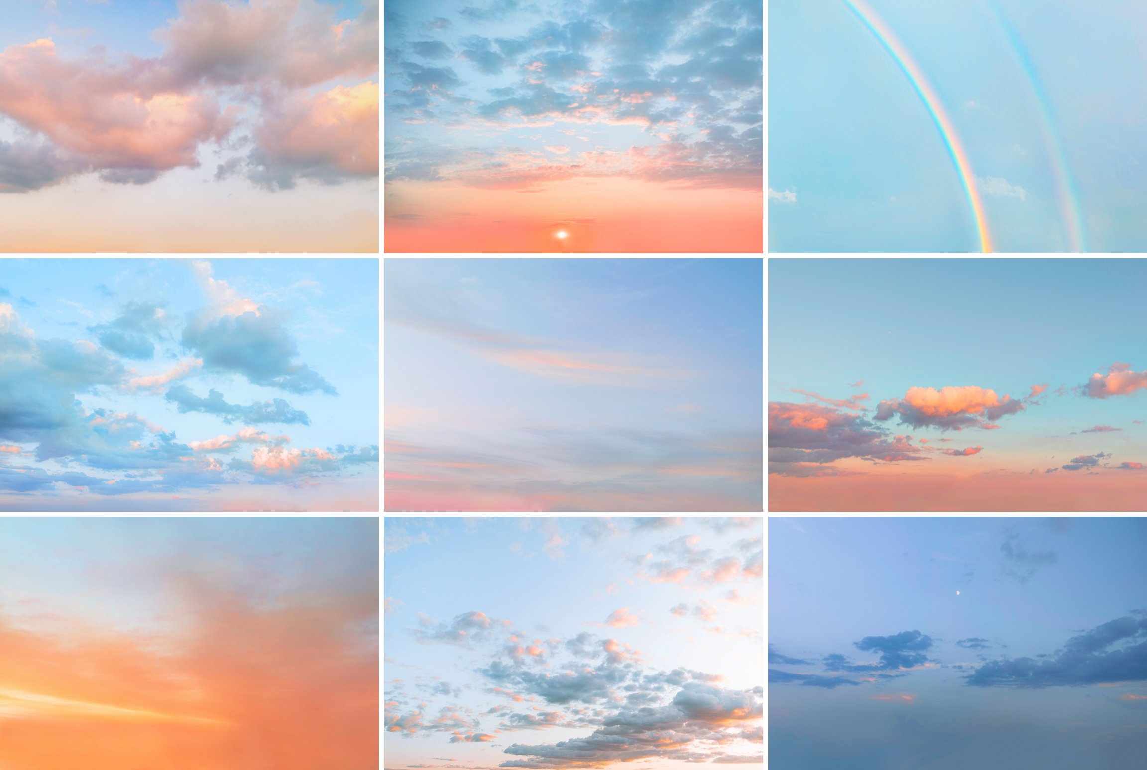 30张梦幻多彩日落彩虹云彩天空叠加层背景图片 30 Dreamy Pastel Sky Overlays_img_2