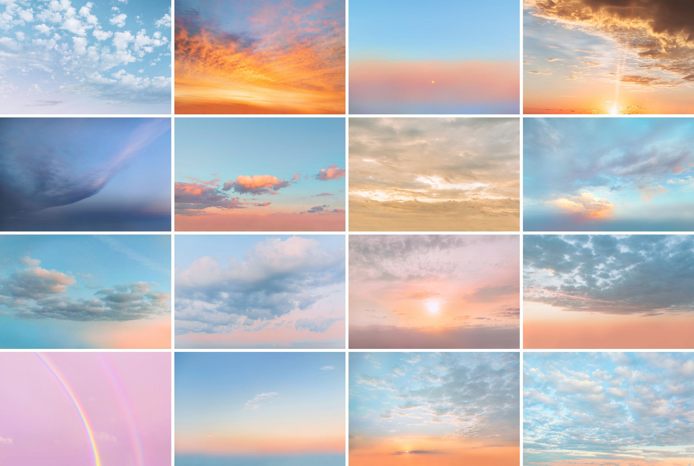 30张梦幻多彩日落彩虹云彩天空叠加层背景图片 30 Dreamy Pastel Sky Overlays_img_2