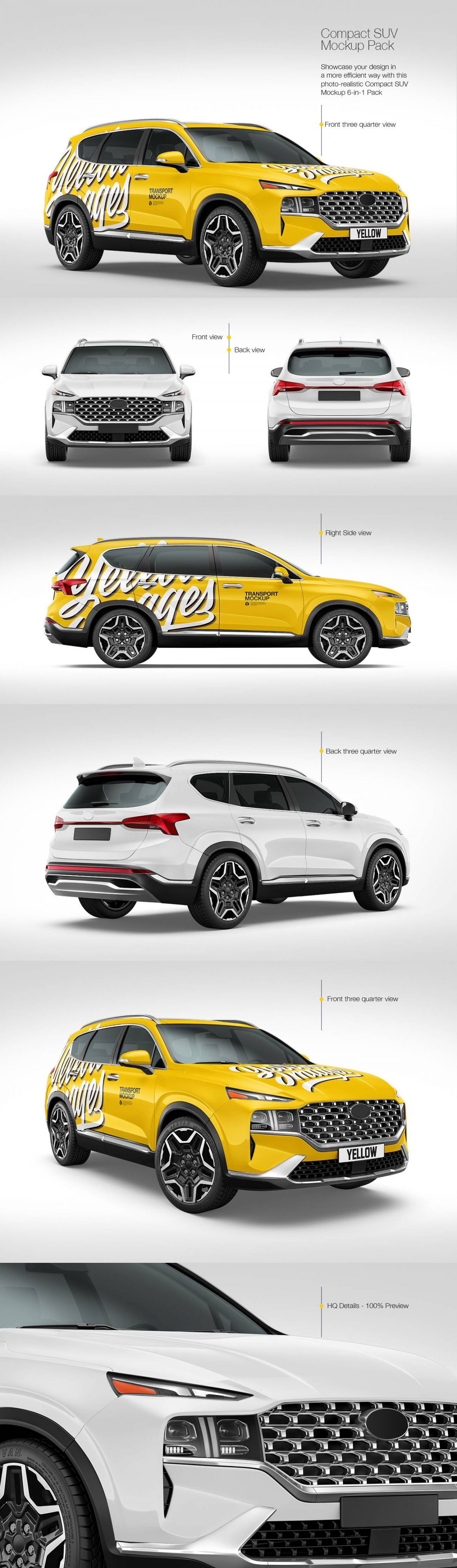 紧凑型SUV汽车外观车身广告设计贴图样机合集 Compact SUV Mockup Pack_img_3