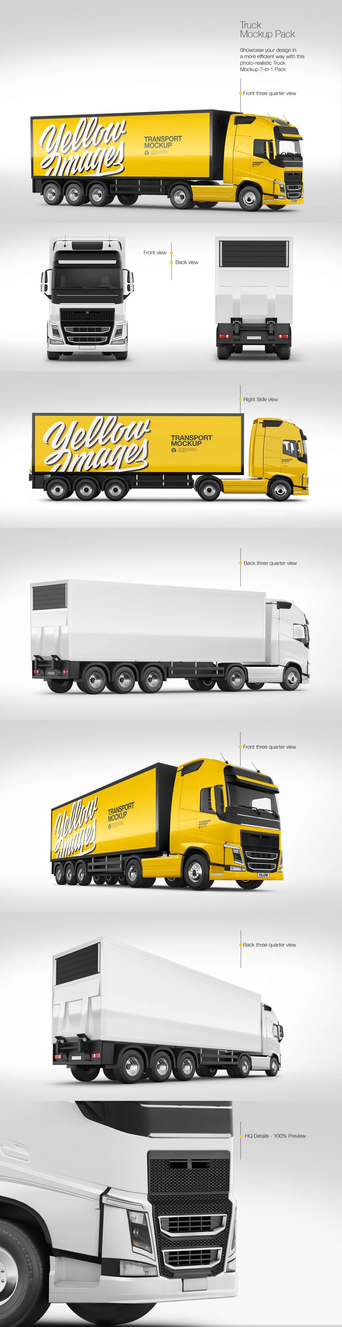 密封物流货车卡车外观车身广告设计贴图样机合集 Truck Mockup Pack_img_3