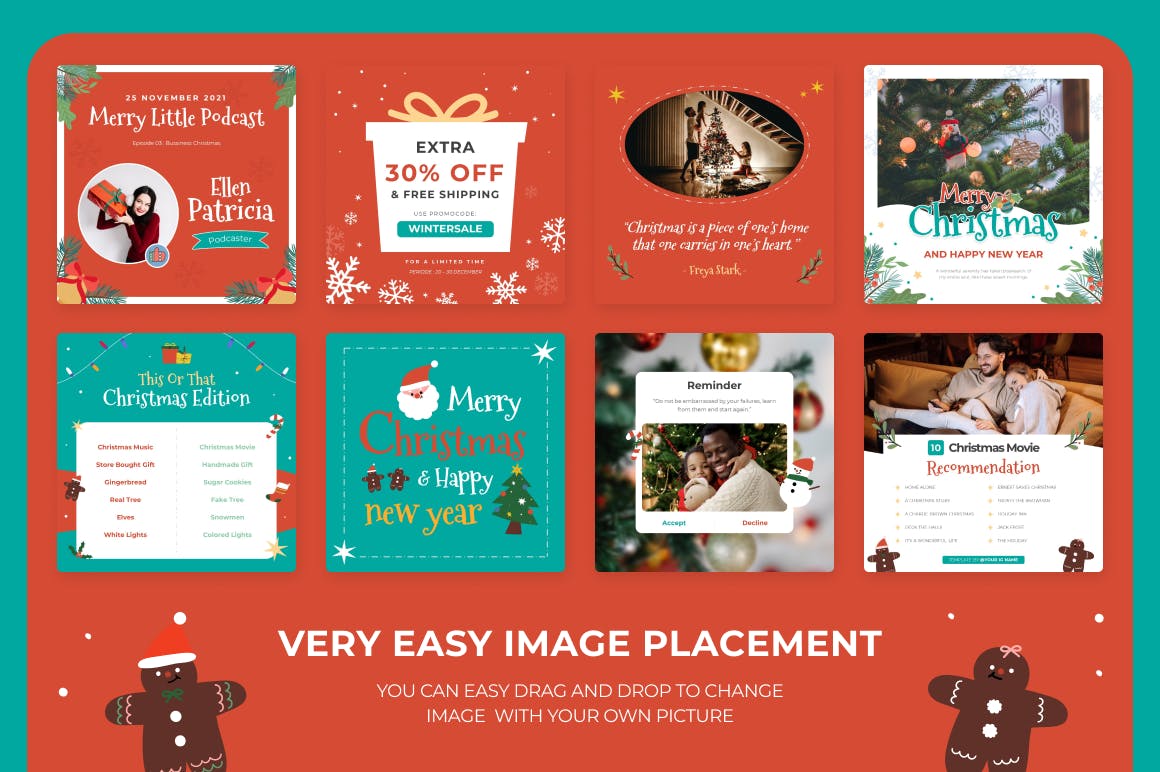 时尚卡通圣诞节营销策划演示文稿设计ppt模版 Christmas Social Media Instagram Template Pack_img_2