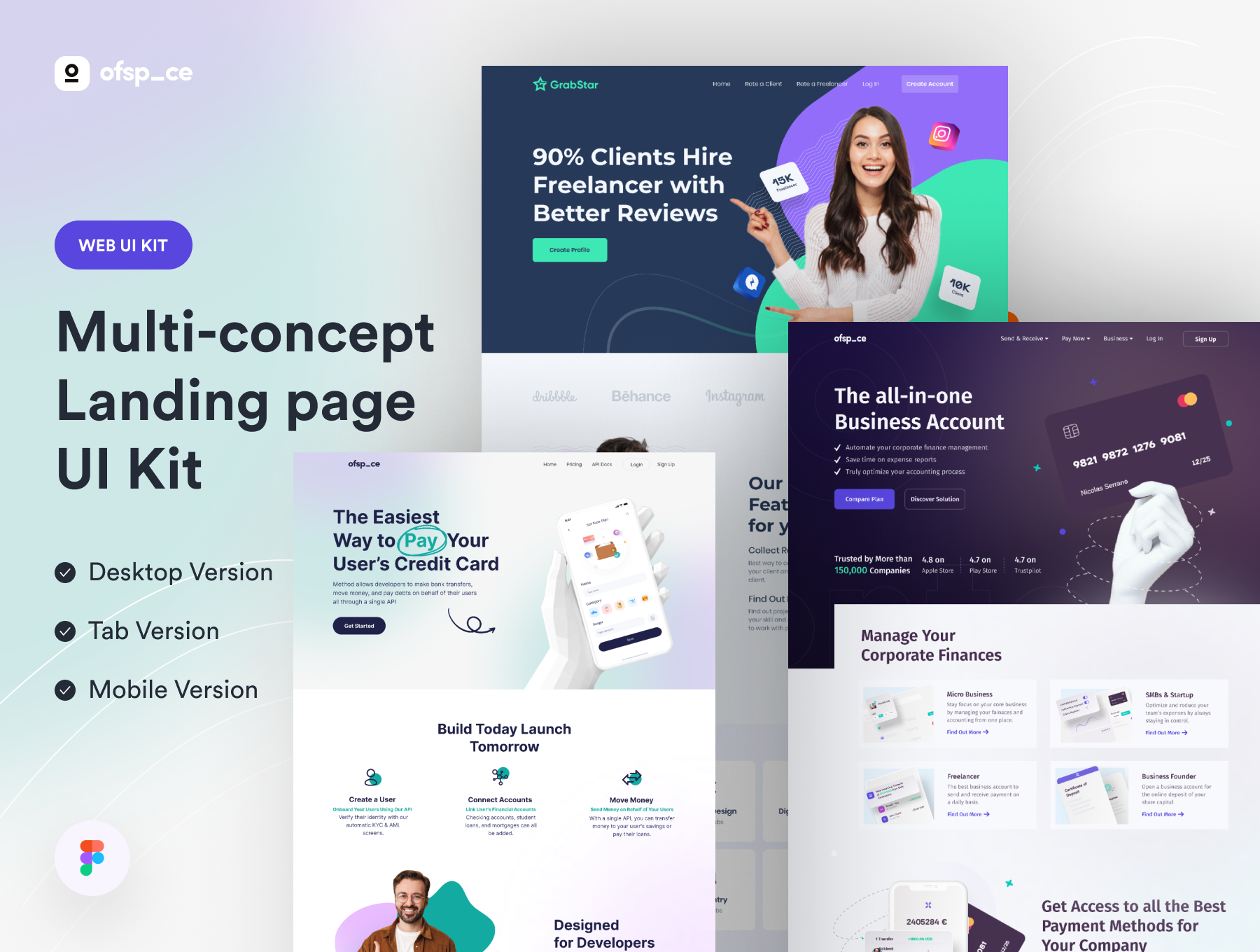 多用途网站登录页界面设计模板套件素材 Multi-concept Landing page UI Kit V2_img_2