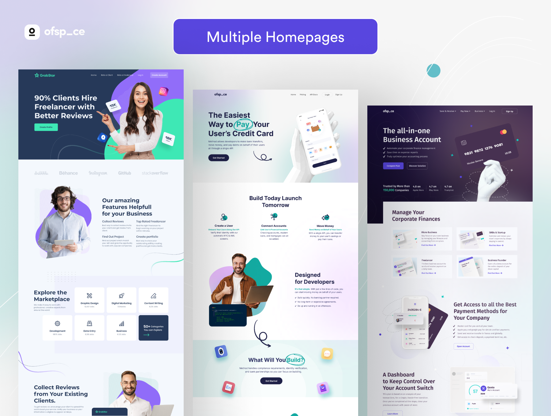 多用途网站登录页界面设计模板套件素材 Multi-concept Landing page UI Kit V2_img_2