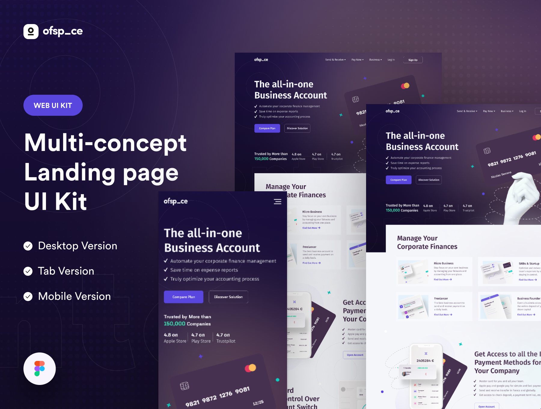 多用途网站登录页界面设计模板套件素材 Multi-concept Landing page UI Kit V2_img_2