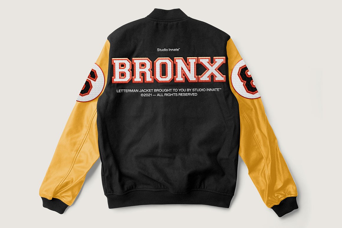 莱特曼夹克外套设计展示样机模板 Letterman Jacket Mockup_img_2