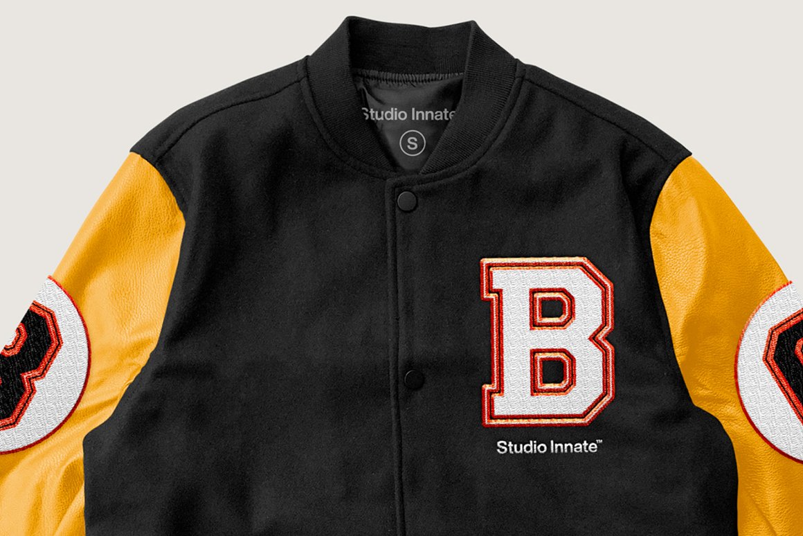 莱特曼夹克外套设计展示样机模板 Letterman Jacket Mockup_img_2