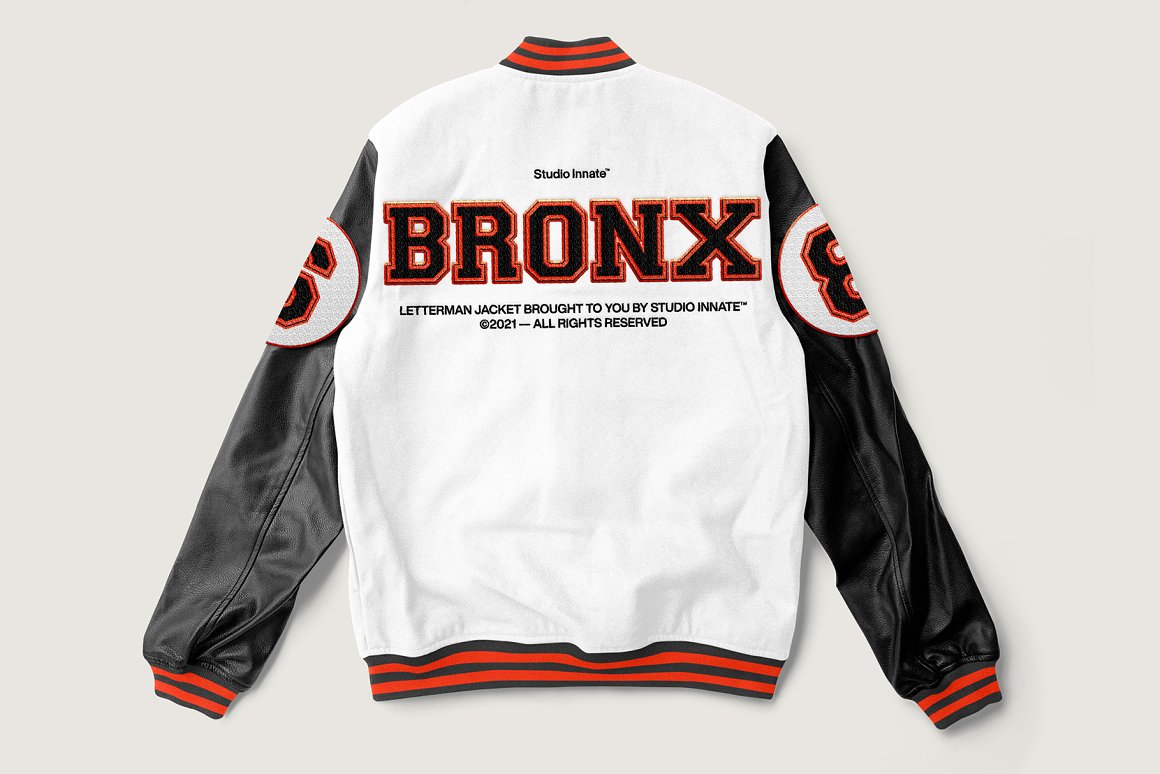 莱特曼夹克外套设计展示样机模板 Letterman Jacket Mockup_img_2