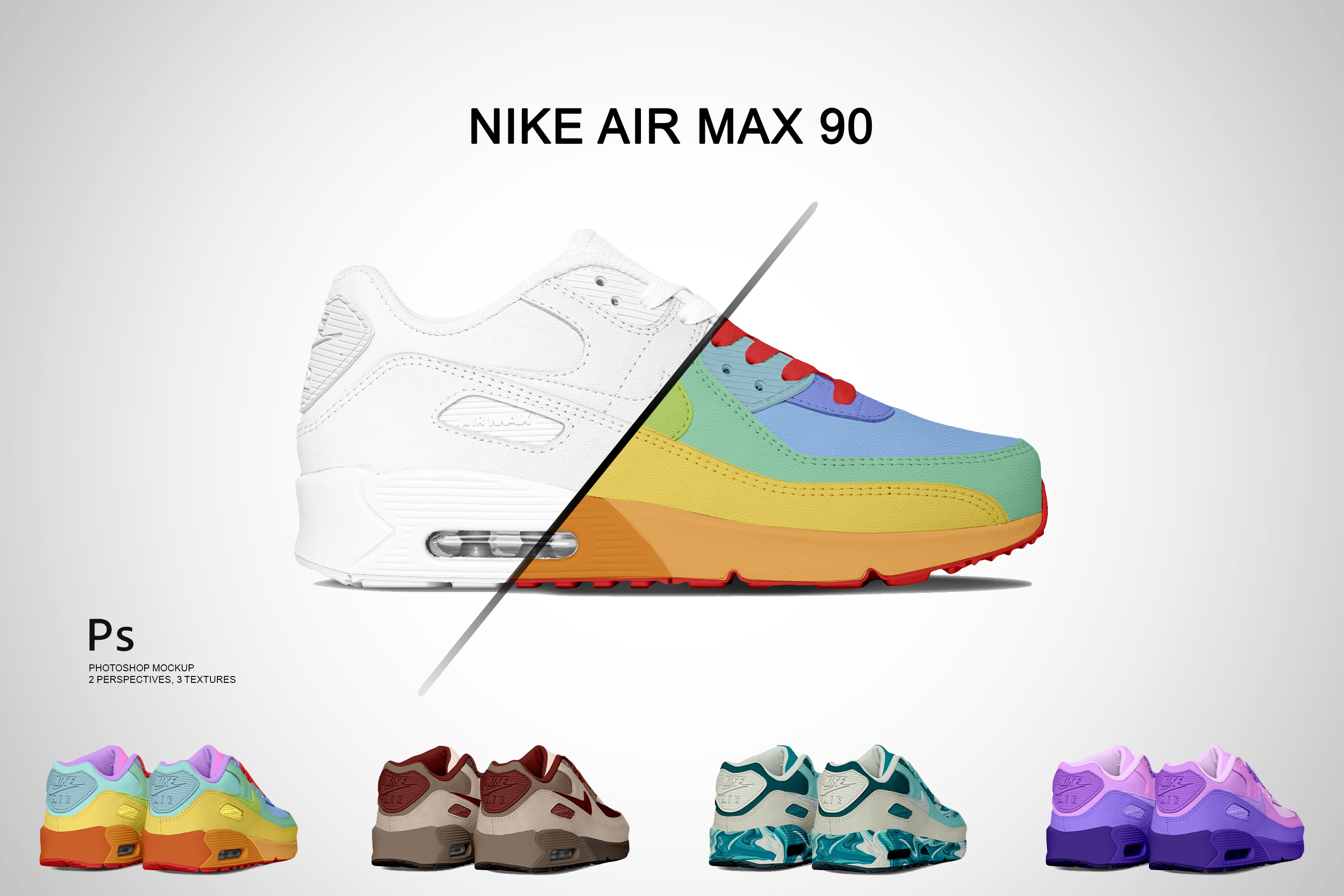 耐克Air Max 90运动鞋外观设计展示贴图样机 Nike Air Max 90 Photoshop Mockup_img_2