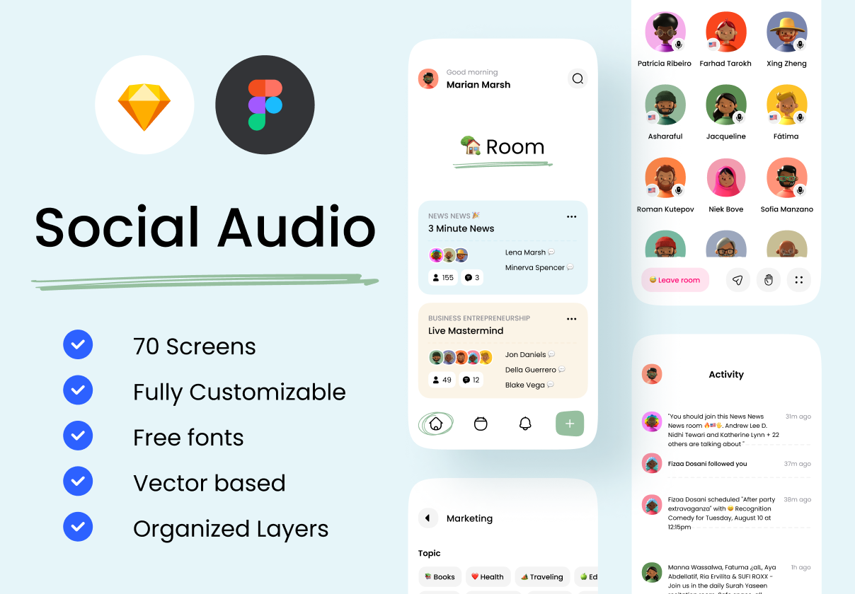 社交音频应用程序APP UI套件 Social Audio App UI Kit_img_2